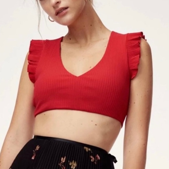 Aritzia Wilfred Red Crop Top Size S - Picture 1 of 7